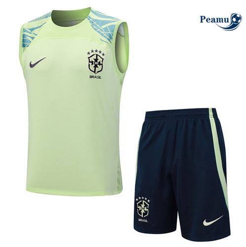 Maillot foot Kit Entrainement Brésil Debardeur + Shorts Vert Ciel 2023/2024 p6531