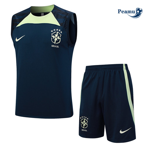 Maillot foot Kit Entrainement Brésil Debardeur + Shorts Bleu marine 2023/2024 p6532