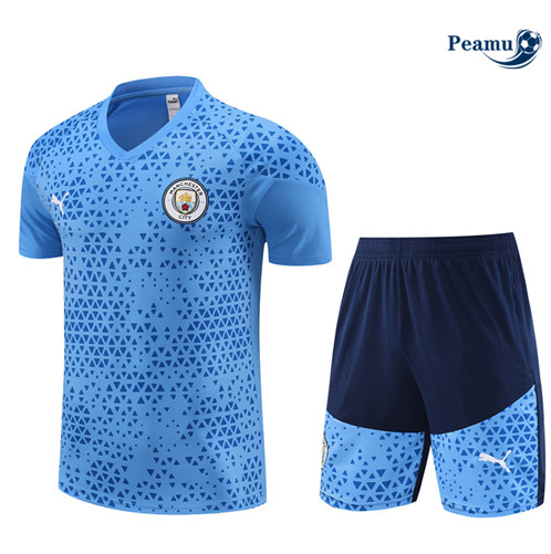 Maillot foot Kit Entrainement Manchester City Enfant + Shorts Bleu Ciel 2023/2024 p6554