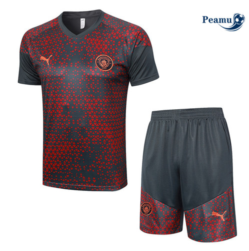 Maillot foot Kit Entrainement Manchester City + Shorts Rouge 2023/2024 p6558