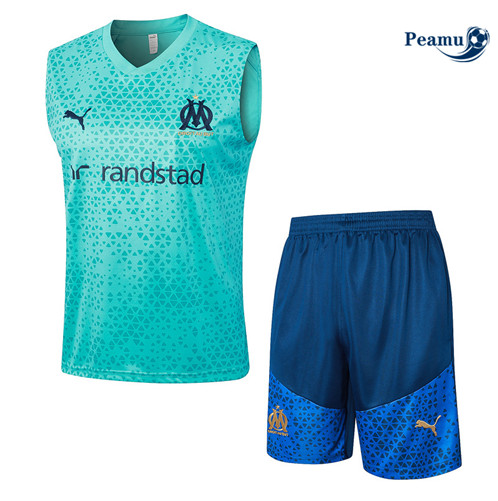 Maillot foot Kit Entrainement Marseille Debardeur + Shorts Bleu 2023/2024 p6499
