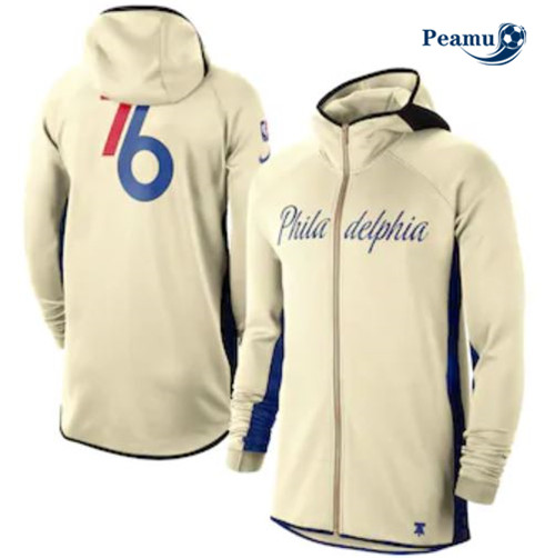 Peamu - Maillot foot Veste Survetement à Capuche Philadelphia 76ers - Cream p3902
