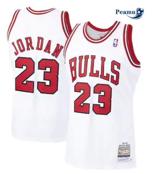 Peamu - Maillot foot Michael Jordan, Chicago Bulls Mitchell & Ness - Blanc p3354