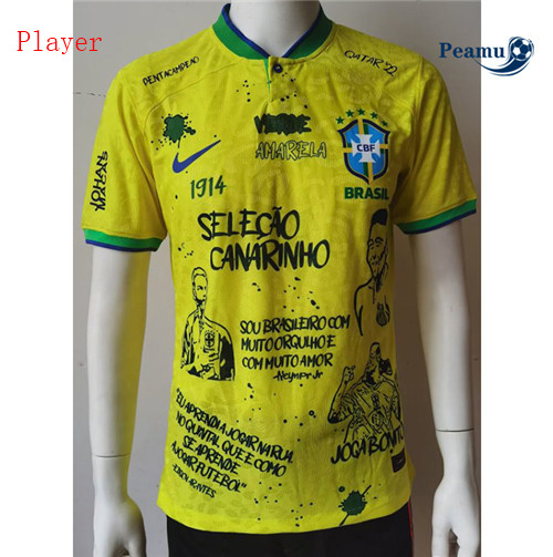 Peamu - Maillot foot Brésil Player Version co-branded 2022-2023 p3150
