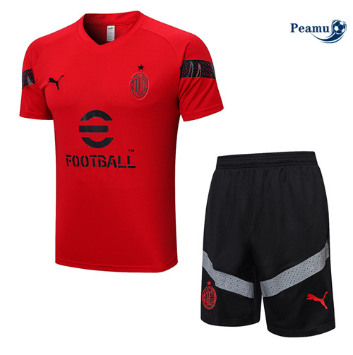 Peamu - Maillot Kit Entrainement Foot AC Milan + Pantalon rouge 2022/2023 Chinois