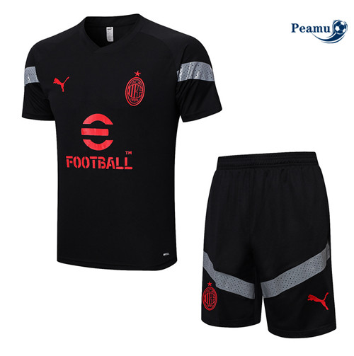 Peamu - Maillot Kit Entrainement Foot AC Milan + Pantalon noir 2022/2023 grossiste