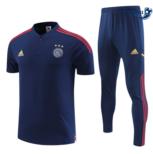 Peamu - Maillot Kit Entrainement Foot Ajax Polo + Pantalon Bleu 2022/2023 Original