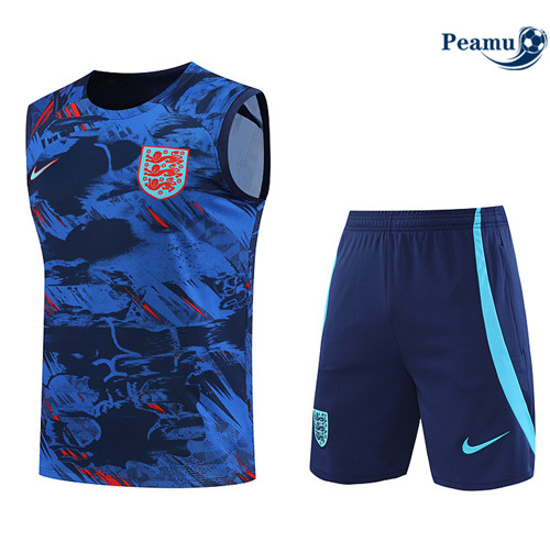 Peamu - Maillot Kit Entrainement Foot Angleterre Debardeur + Pantalon Bleu 2022/2023 Paris