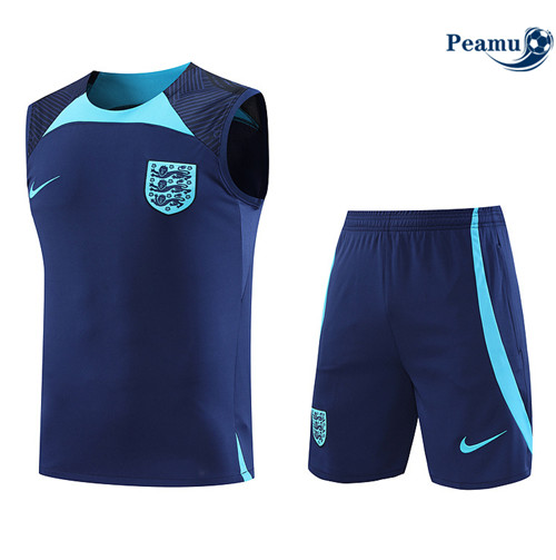 Peamu - Maillot Kit Entrainement Foot Angleterre Debardeur + Pantalon Bleu 2022/2023 personnalisé