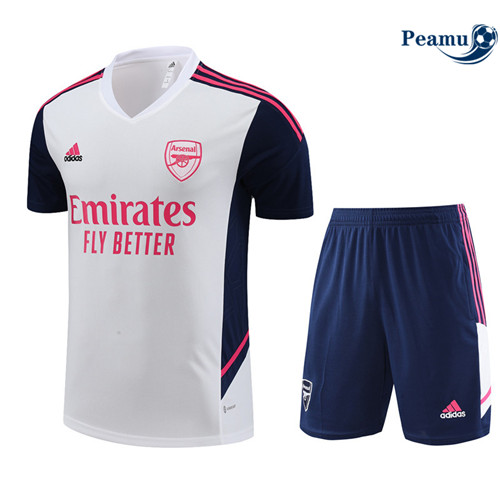 Peamu - Maillot Kit Entrainement Foot Arsenal Enfant + Pantalon Blanc 2022/2023 France