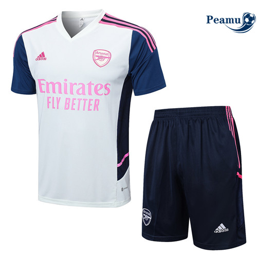 Peamu - Maillot Kit Entrainement Foot Arsenal + Pantalon Blanc 2022/2023 personnalisé