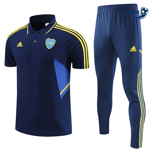 Peamu - Maillot Kit Entrainement Foot Boca Juniors Polo + Pantalon Bleu 2022/2023 Soldes