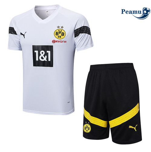 Peamu - Maillot Kit Entrainement Foot Borussia Dortmund + Pantalon Blanc 2022/2023 Outlet