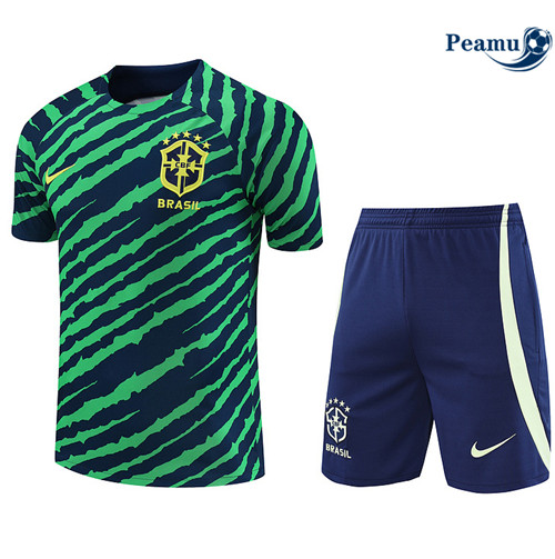 Peamu - Maillot Kit Entrainement Foot Brésil + Pantalon vert 2022/2023 Chinois