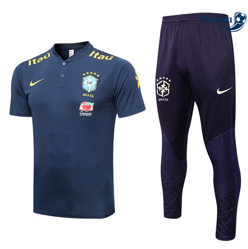 Peamu - Maillot Kit Entrainement Foot Brésil + Pantalon Bleu 2022/2023 Paris