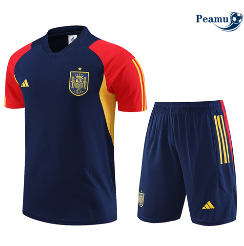 Peamu - Maillot Kit Entrainement Foot Espagne + Pantalon Bleu 2023/2024 Soldes