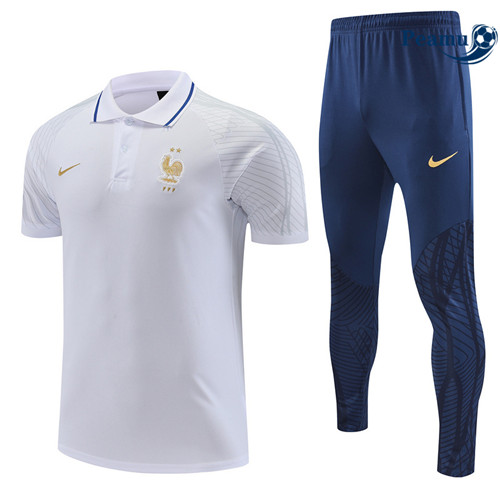Peamu - Maillot Kit Entrainement Foot France + Pantalon Blanc 2022/2023 personnalisé