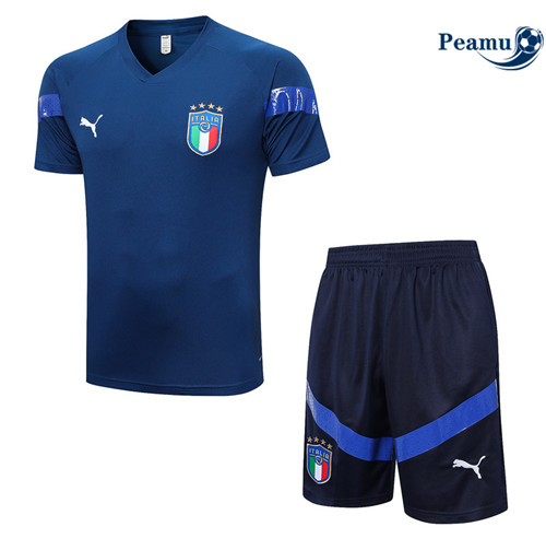 Peamu - Maillot Kit Entrainement Foot Italie + Pantalon Bleu 2022/2023 Original