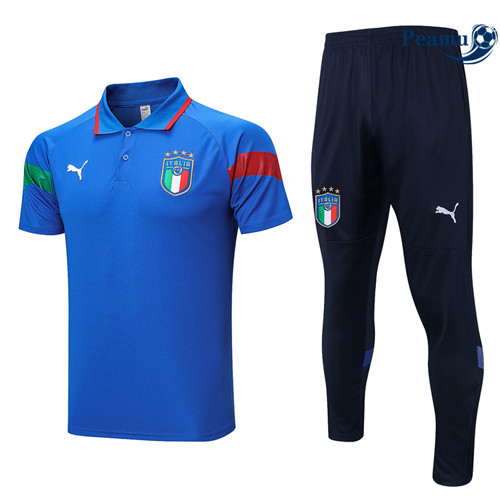 Peamu - Maillot Kit Entrainement Foot Italie Polo + Pantalon Bleu 2022/2023 Chinois