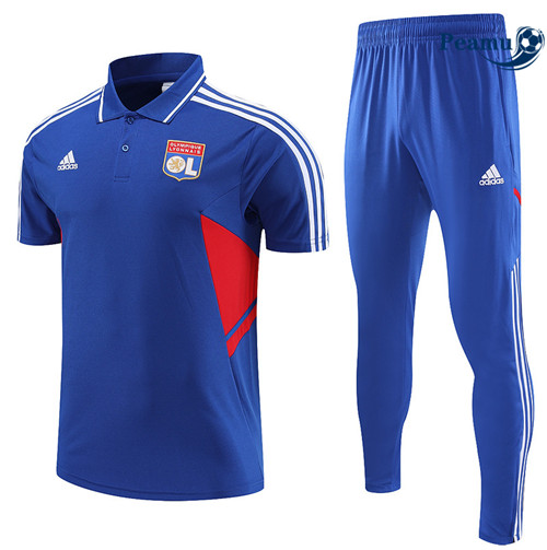 Peamu - Maillot Kit Entrainement Foot Lyon Polo + Pantalon Bleu 2022/2023 Paris