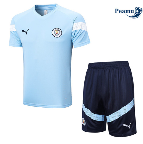 Peamu - Maillot Kit Entrainement Foot Manchester City + Pantalon Bleu 2022/2023 prix