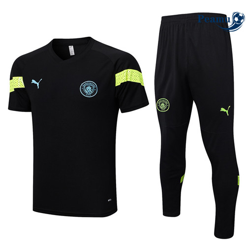 Peamu - Maillot Kit Entrainement Foot Manchester City + Pantalon noir 2022/2023 discout