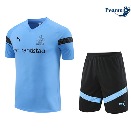 Peamu - Maillot Kit Entrainement Foot Marseille + Pantalon Bleu 2022/2023 personnalisé