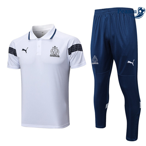 Peamu - Maillot Kit Entrainement Foot Marseille polo + Pantalon Blanc 2022/2023 prix