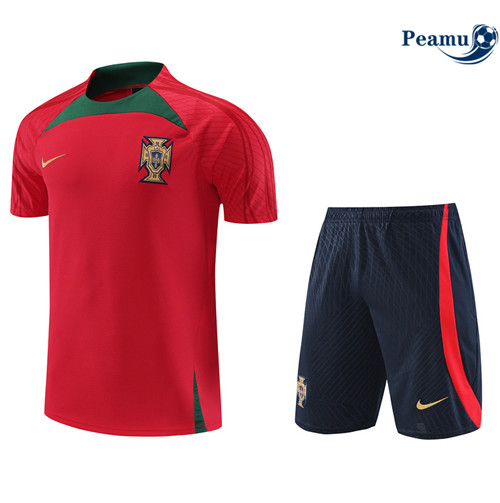 Peamu - Maillot Kit Entrainement Foot Portugal + Pantalon rouge 2022/2023 Soldes