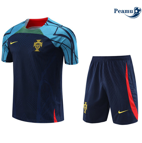 Peamu - Maillot Kit Entrainement Foot Portugal + Pantalon Bleu 2022/2023 Chinois