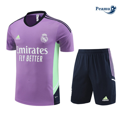 Peamu - Maillot Kit Entrainement Foot Real Madrid + Pantalon Violet 2022/2023 Outlet