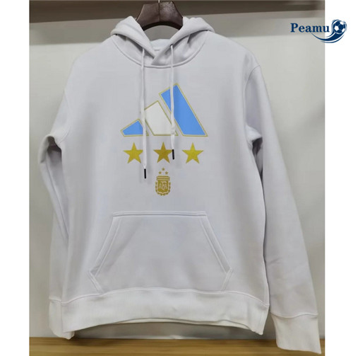 Peamu - Maillot foot Sweatshirt à capuche Argentine Blanc 2023/2024 Chinois