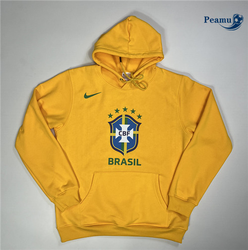 Peamu - Maillot foot Sweatshirt à capuche Brésil jaune 2023/2024 Officiel