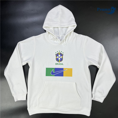 Peamu - Maillot foot Sweatshirt à capuche Brésil Blanc 2023/2024 Original