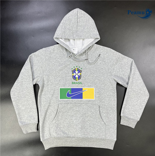 Peamu - Maillot foot Sweatshirt à capuche Brésil gris 2023/2024 Outlet
