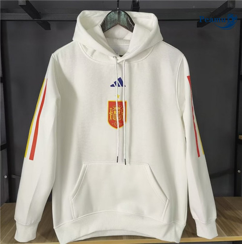 Peamu - Maillot foot Sweatshirt à capuche Espagne Blanc 2022/2023 Soldes