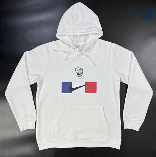 Peamu - Maillot foot Sweatshirt à capuche France Blanc 2023/2024 discout