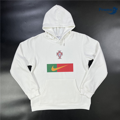 Peamu - Maillot foot Sweatshirt à capuche Portugal Blanc 2023/2024 Soldes