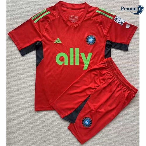 Peamu - Maillot foot Charlotte Enfant Rouge 2023/2024 Chinois