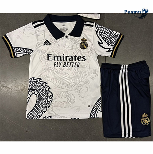 Peamu - Maillot foot Real Madrid Enfant Dragon Blanc 2023/2024