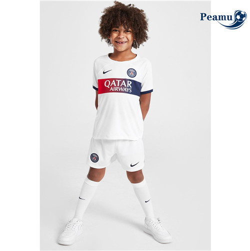 Peamu - Maillot foot PSG Enfant Exterieur Blanc 2023/24