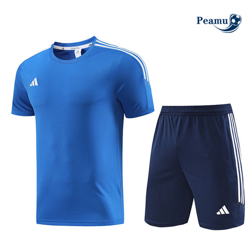 Peamu - Maillot foot Kit Entrainement Adidas + Shorts Bleu 2023/24 Outlet