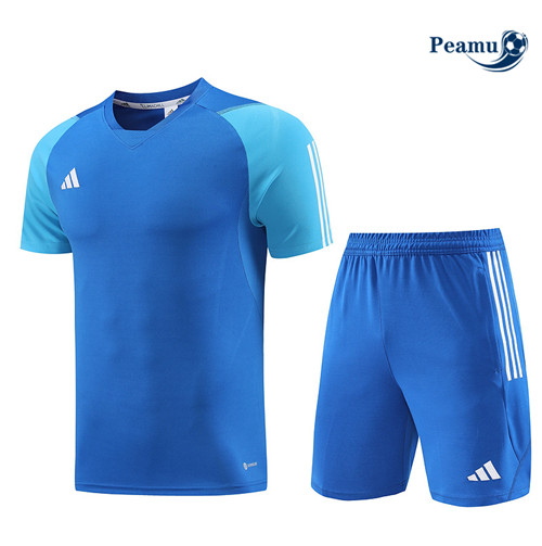 Peamu - Maillot foot Kit Entrainement Adidas + Shorts Bleu 2023/24 Paris