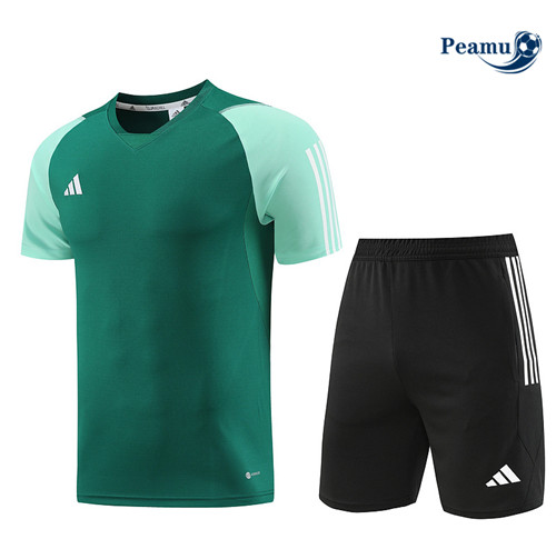 Peamu - Maillot foot Kit Entrainement Adidas + Shorts Vert 2023/24 personnalisé