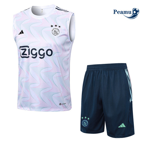 Peamu - Maillot foot Kit Entrainement AFC Ajax Debardeur + Shorts Blanc 2023/24 prix