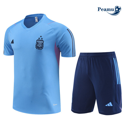 Peamu - Maillot foot Kit Entrainement Argentine Enfant + Shorts Bleu 2023/24 Paris