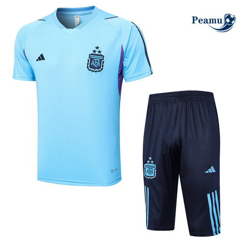 Peamu - Maillot foot Kit Entrainement Argentine + Shorts Bleu 2023/24 personnalisé