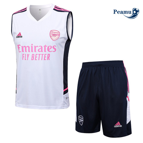 Peamu - Maillot foot Kit Entrainement Arsenal Debardeur + Shorts Blanc 2023/24 grossiste