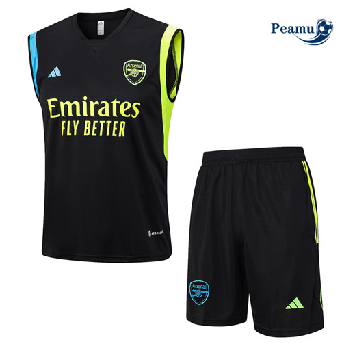 Peamu - Maillot foot Kit Entrainement Arsenal Debardeur + Shorts Noir 2023/24 personnalisé