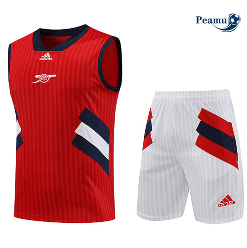 Peamu - Maillot foot Kit Entrainement Arsenal Debardeur + Shorts Rouge 2023/24 Original